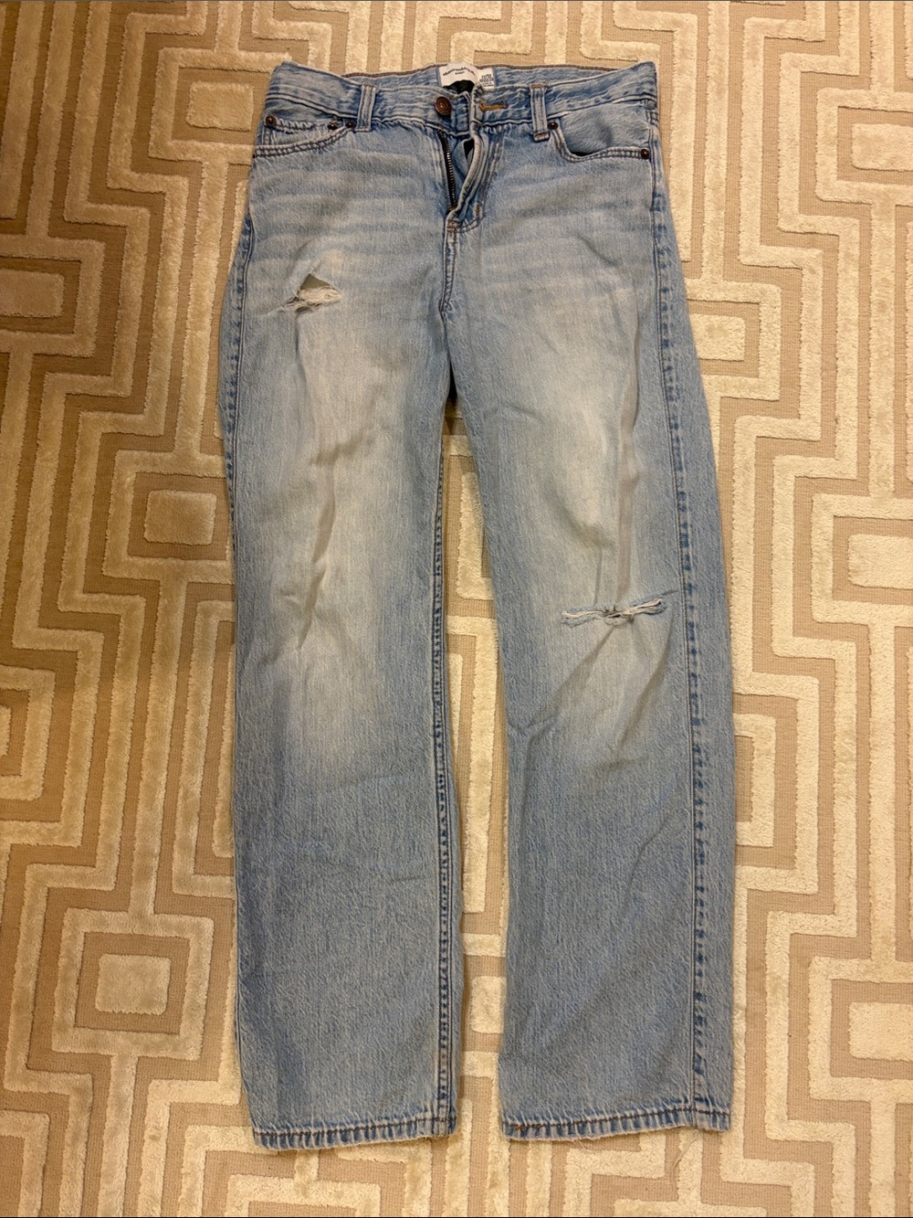 Abercrombie kids baggy light blue ripped jeans